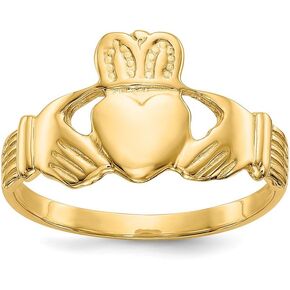 Solid 14k Yellow Gold Men's Irish Claddagh Celtic Ring Band Size 9.75