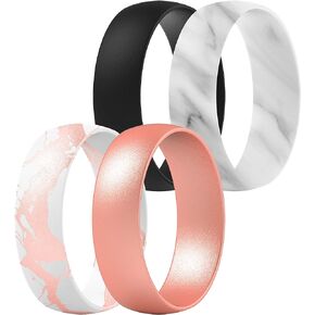 ThunderFit Silicone Band Rings, 7 Bands / 1 Band Wedding Bands for Men & Women 6mm Wide - 1.65mm Thick