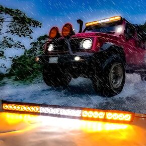JXOFEOAD 24 LED Strobe Light Bar12V Flashing Super Visible Emergency LED Warning Flash Strobe Light for SUV Trucks Safety Construction Vehicles Tow Pickup Police car (Amber/White)