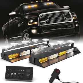 KAMOPA الأبيض العنبر الطوارئ داش أضواء ستروب 14 بوصة الزجاج الأمامي قناع ضوء بار مع شفط كأس يتصاعد لمركبات البناء سحب الشاحنات in Kuwait