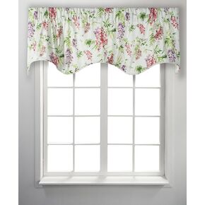 Ellis Curtain Wisteria Lined Scallop Valance, 50" x 15", Turquoise