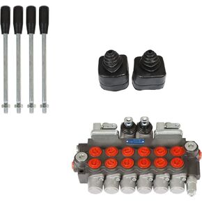 TINVHY 2 Joysticks Hydraulic Backhoe Directional Control Valve, 6 Spool, 11 GPM