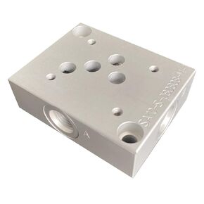 Hydraulic Valve Mounting Sub Plate D05 NG10 Cetop 5 Pattern Anodized Aluminum SAE -8 O-Ring Ports (1/2" Nominal), SA10 Series