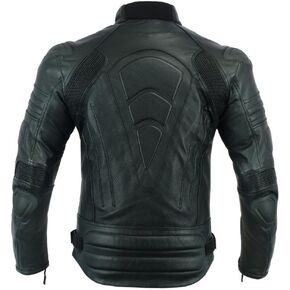 INTAN Safety with Style Mens Motorcycle Perforated leather (Natural Grain) armoured Stylish Black Leather Jacket 003BP