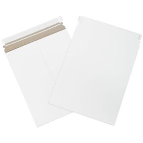 Aviditi 9 3/4 x 12 1/4" Stayflats Brand Rigid Flat Mailers, White (Pack of 100) Photo Document Mailers, Peel & Seal Closure, Tear Strip Easy Opening.