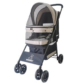 ROODO Dog Stroller 4 Wheel Pet Stroller Cat Stroller Lightweight Foldable Portable Compact Jogger Pet Gear Amazon Puppy Travel Pet Stroller Suitable for Cats and Dogs up to 30lbs(Cationic ash)