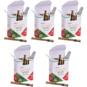 Nirbelo Herbal Cigarillos، خالي من التبغ والنيكوتين بنسبة 100% للإقلاع عن التدخين، 100 سيجارة، عبوة من 5، نكهة ممتازة