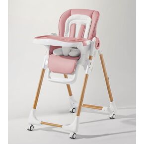 Convertible High Chairs for Babies and Toddlers, Height Adjustable Baby High Chair, High Chair with Removable Tray, Adjustable Backrest and Pedal, Portable Baby Dinning Chair with Lockable Wheels