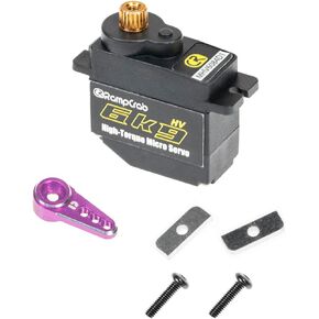 RampCrab 6kg Steering Servo with Servo Horn for FMS FCX24, Upgrade Parts for RC Crawler 1/24 Scale FCX24 Power Wagon Butcher & Max Smasher Big Foot, K5 (Black Horn)