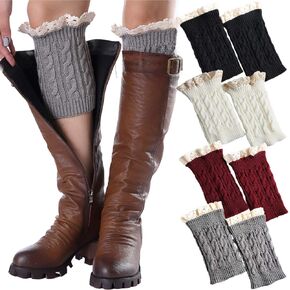 Women Short Boots Socks Winter Crochet Boot Cuffs Leg Warmers Pair4