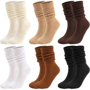 6 Pairs Slouch Socks Long Scrunch Knee High Boot Socks Knit Stacked Socks for Women