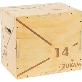Wood Plyometric Jump Box- 3-in-1 Wooden Plyo Box for Home Gym and Outdoor Workout