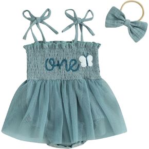 Baby Girl Lace Romper First Birthday Outfit Sleeveless Boho Bodysuit Tutu Dress Photography Summer Clothes