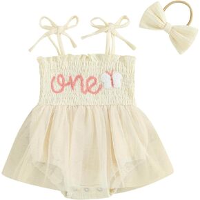 Baby Girl Lace Romper First Birthday Outfit Sleeveless Boho Bodysuit Tutu Dress Photography Summer Clothes