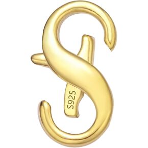 Double Opening Lobster Clasps Closure, 2 Pcs Necklace Bracelet Extender Clasp and Closures S925 Sterling Silver Neckalces Connector for Bracelets Anklet DIY Jewelry Finding Supplies (Gold)
