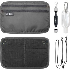 Side by Side Slim Travel Pouch Passport Holder | RFID Blocking Wallet Organizer for Phone, Credit Card, Cash | 8.07x5.31'', Olive, Incl: Travel Pen (Shadow)