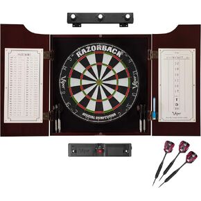Viper Razorback Sisal Dartboard, Hudson Mahogany Cabinet, Shadow Buster Dartboard Lights & Laser Throw Line, Black