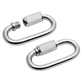Hordion 2Pcs 5/16 Inch Quick Links M8 Heavy Duty, 304 Stainless Steel D Shape Locking Carabiner, Oval Repair Chain for Safety Chain, Tire, Swing, Key Ring, Backpack, Camping, Capacity