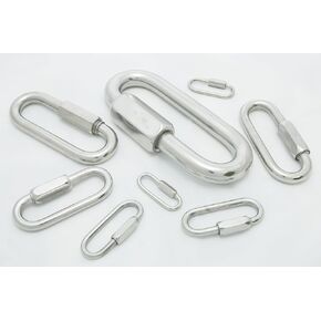 Type 316 Stainless Steel Quick Link With Large Opening Jaw (Stainless Steel, 3/8" diameter, jaw opening 13/16", Work load limit 3520 lbs)