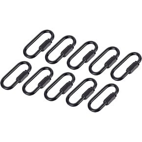 YOKIVE 10 Pcs Chain Connectors, Chain Locking Quick Link, Great for Light, Key, Camping, Backpack, Rope (Black, 4mm Thick)