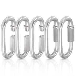 10Pcs 1.65" Chain Quick Link Heavy Duty Screw Chain Link, 5/32" D Shape Locking Carabiner M4 Chain Repair Links Quick Link Chain Connector 304 Stainless Steel - 507 Lbs Capacity