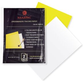 Kearing Dressmakers Tracing Paper Yellow/White Large Sized 82x57cm(32" x 22") Tracing Paper for Sewing, Fashion Design, Embroidery Tracing