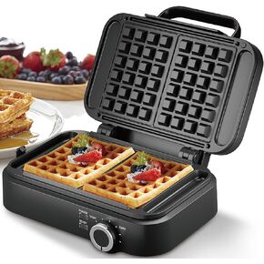 صانعة الوافل البلجيكية العميقة للغاية من جولدن براري بقدرة 1200 وات، شريحتين من حديد الوافل غير القابل للصدأ، 1 بوصة من الوافل السميك، 7 مستويات تحمير قابلة للتعديل، صانعة الفطائر الكهربائية، جوانب لا تسبب الفوضى، أسود in Kuwait