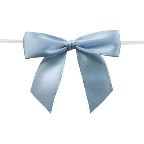 Mefuny 50PCS Dusty Blue Satin Ribbon Bows Twist Tie Bows pre-Made Bows for Sewing Scrapbooking DIY Crafts and Gifts Decoration