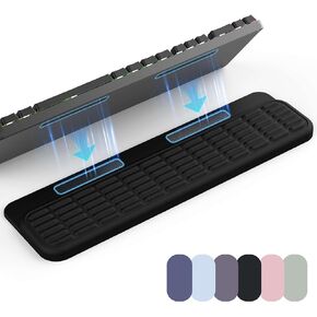 Mekass Keyboard-Wrist-Rest-with-Stickers, Memory Foam Computer Wrist Support Pad, Desk Ergonomic Keyboard Cushion for Carpal Tunnel and Pain Relief, Palm Arm Hand Rest Guard for Gaming Typing (Black)