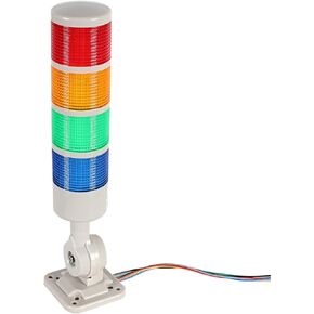 LUBAN Led Signal Tower Stack Lights, Industrial Signal Warning Lights, Column Tower Lamp Andon Lights with Rotatable Base, Steady/Flashing Light Switchable, 110V 220V AC(4-Layer, no Buzzer)