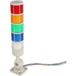 LUBAN Led Signal Tower Stack Lights, Industrial Signal Warning Lights, Column Tower Lamp Andon Lights with Rotatable Base, Steady/Flashing Light Switchable, 110V 220V AC(5-Layer, no Buzzer)