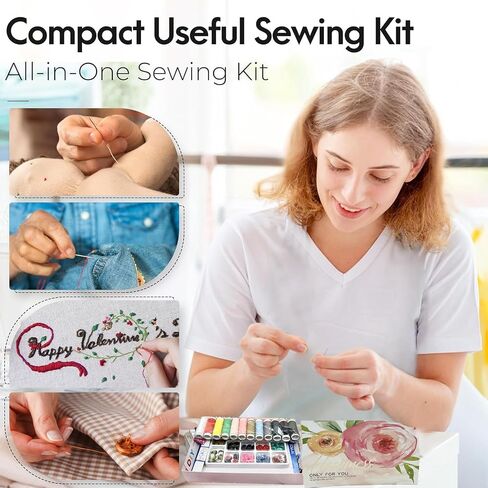Sewing Kit for Adults Beginners Travel Emergency Repair Kits with Buttons,Small Gifts for Adults,Mom,Grandma,Women,Friend,DIY Hand Sewing Kit Contains Needle and Thread, Threaders,Thimble, Scissors in Saudi Arabia
