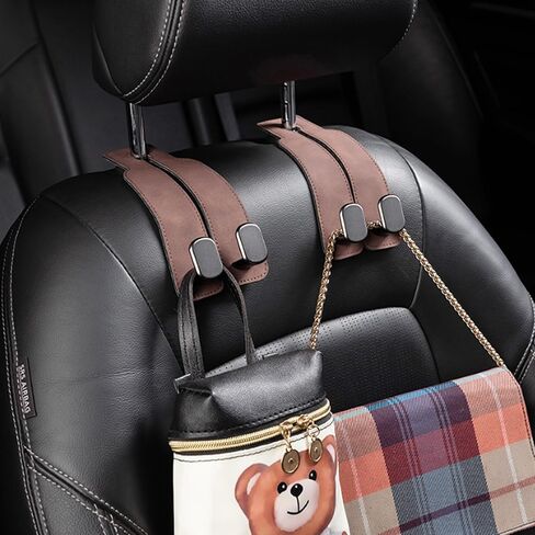 Amelity Car Seat Hooks, Car Seat Back Storage Hook Double Hook, Headrest Hooks for Car, Car Hooks for Purses and Bags (Black-4 Pack) in Kuwait