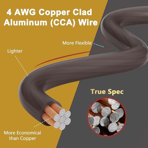 HiFind 4 Gauge 4 AWG 15 Ft Blue Power/Ground Wire Cable، True Spec شفاف مرن ناعم الملمس لحام بطارية كابل لصوت السيارة، مكبر الصوت، الطاقة الشمسية، البحرية، المولدات، السيارات، RV in Kuwait