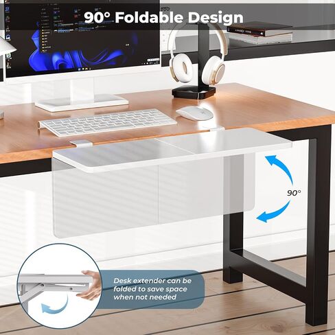Desk Extender, 27.16" X 9.45"Large Size Clamp-on Foldable Keyboard Tray, Table Mount for Sit Stand Desks(Wthie) in Saudi Arabia