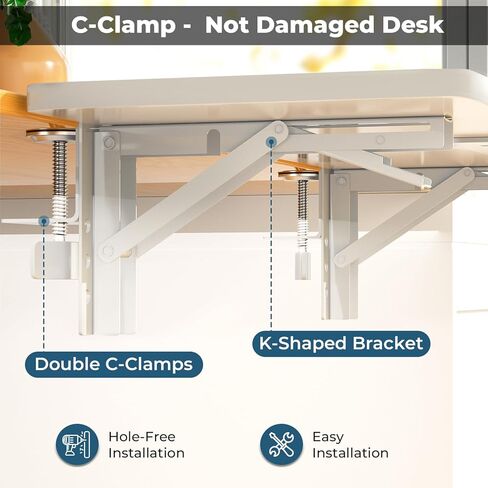 Desk Extender, 27.16" X 9.45"Large Size Clamp-on Foldable Keyboard Tray, Table Mount for Sit Stand Desks(Wthie) in Saudi Arabia