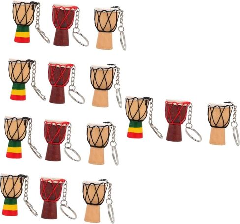 VICASKY 15 قطعة قلادة djembe طبلة صغيرة ممتعة هدايا طبلة أفريقية صغيرة للسيارة هدايا موسيقية عتيقة حلية طبلة حلقة مفاتيح خشبية صغيرة طبلة djembe ديكور صغير إيقاع أنيق من الخشب الصلب للسفر in Saudi Arabia