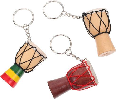 VICASKY 15 قطعة قلادة djembe طبلة صغيرة ممتعة هدايا طبلة أفريقية صغيرة للسيارة هدايا موسيقية عتيقة حلية طبلة حلقة مفاتيح خشبية صغيرة طبلة djembe ديكور صغير إيقاع أنيق من الخشب الصلب للسفر in Saudi Arabia