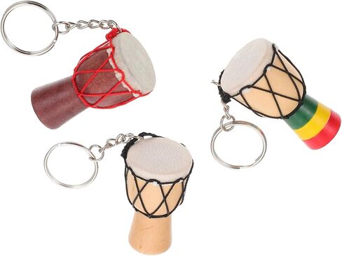 VICASKY 15 قطعة قلادة djembe طبلة صغيرة ممتعة هدايا طبلة أفريقية صغيرة للسيارة هدايا موسيقية عتيقة حلية طبلة حلقة مفاتيح خشبية صغيرة طبلة djembe ديكور صغير إيقاع أنيق من الخشب الصلب للسفر in Saudi Arabia