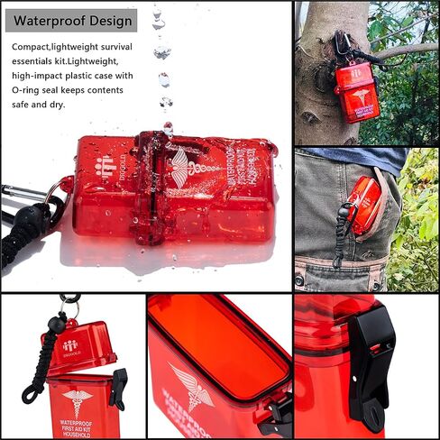 Mini First Aid Kit Waterproof 63 Pieces Supplies for Emergency & Survival situations (Red02) in Saudi Arabia