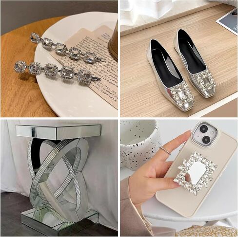 بيوتيتير 540 قطعة من بلاط حجر الراين الزجاجي ذاتي اللصق 10 مم، ملصقات ماسية متعددة الأوجه لتزيين منتجات DIY، وتزيين الجدران، وديكورات الحفلات. (فضة) in Kuwait