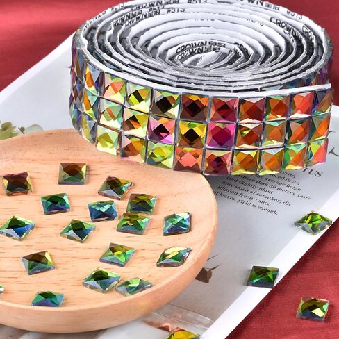 Biutityer 540 Pieces 10mm Glass Self-Adhesive Rhinestone Tiles, Multi-Faceted Diamond Stickers for Decorating DIY Products, Decorating Walls, Party Decorations. (Blue) in Saudi Arabia