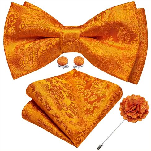Ailisus Men Bow Ties Set and Lapel Pin Pretied Silk Paisley Floral Bowtie Handkerchief Cufflinks Wedding Business Tuxedo in Saudi Arabia