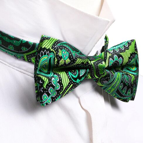 Ailisus Men Bow Ties Set and Lapel Pin Pretied Silk Paisley Floral Bowtie Handkerchief Cufflinks Wedding Business Tuxedo in Saudi Arabia