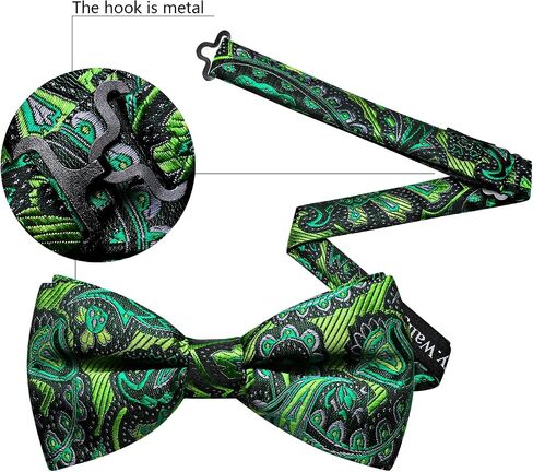 Ailisus Men Bow Ties Set and Lapel Pin Pretied Silk Paisley Floral Bowtie Handkerchief Cufflinks Wedding Business Tuxedo in Saudi Arabia