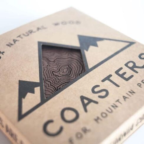 Pacific Northwest Wooden Coasters | Mt. Rainier, Mt. Hood, Mt. Baker, Mt. Bachelor and Mt. St. Helens | Coasters Made Using Real Walnut Wood in the USA [coasters] in Saudi Arabia