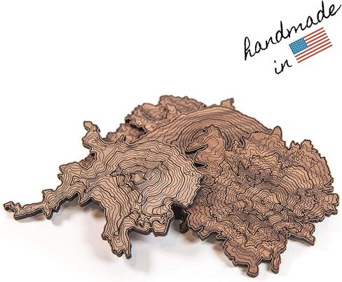 Pacific Northwest Wooden Coasters | Mt. Rainier, Mt. Hood, Mt. Baker, Mt. Bachelor and Mt. St. Helens | Coasters Made Using Real Walnut Wood in the USA [coasters] in Saudi Arabia
