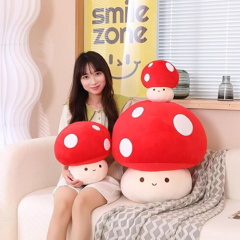 MIAOHAHA Kawaii Plush Mushroom Toy Pillow, Cute Plushies Mushroom Doll Gift for Kids(Red,23cm/9in) in Saudi Arabia