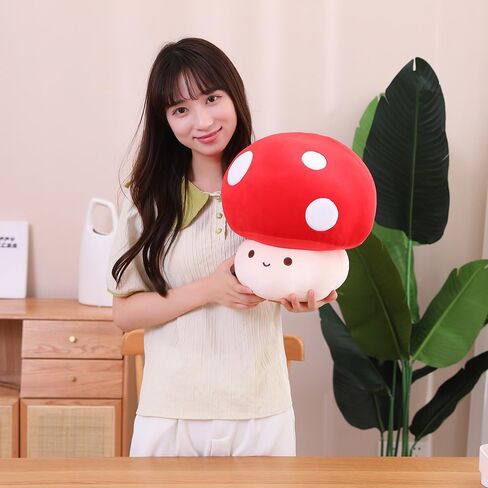 MIAOHAHA Kawaii Plush Mushroom Toy Pillow, Cute Plushies Mushroom Doll Gift for Kids(Red,23cm/9in) in Saudi Arabia