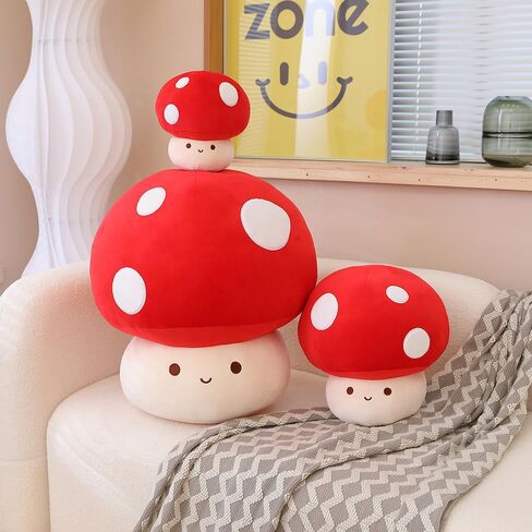 MIAOHAHA Kawaii Plush Mushroom Toy Pillow, Cute Plushies Mushroom Doll Gift for Kids(Red,23cm/9in) in Saudi Arabia